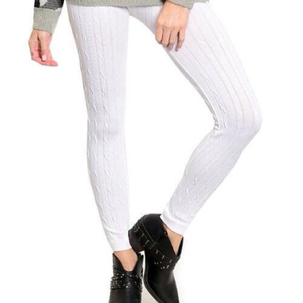 White knit leggings